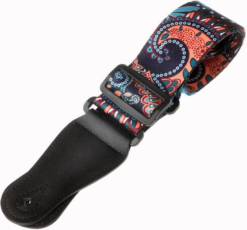 AZOR Guitar Straps for Acoustic Electric Guitar Bass, Vintage Woven Guitar Strap Adijustable with Genuine Leather Ends,Come with Strap Button 1 Pair Strap Locks and 3 Guitar Picks(21020) in Saudi Arabia