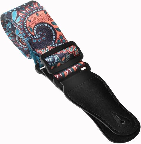 AZOR Guitar Straps for Acoustic Electric Guitar Bass, Vintage Woven Guitar Strap Adijustable with Genuine Leather Ends,Come with Strap Button 1 Pair Strap Locks and 3 Guitar Picks(21020) in Saudi Arabia