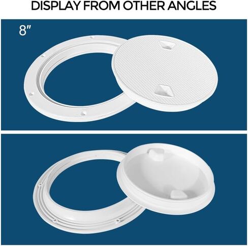 Xztrdi Boat-Ready White Round Non-Slip Inspection Hatches - Sizes 4", 6", 8" with Detachable Cover - ABS Plastic Screw Out Access Hatch Cover for Kayak, Yacht, Marine Accessories White in Kuwait
