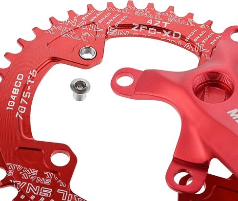 مجموعة ذراع كرنك مربعة الشكل MTB، مجموعة ذراع كرنك للدراجة الجبلية ذات سرعة واحدة، مجموعة ذراع كرنك للدراجة 170 مم 104BCD، سلسلة ومسامير، أحمر in Kuwait