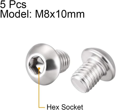 uxcell M8x12mm Machine Screws Hex Socket Round Head Screw 304 Stainless Steel Fasteners Bolts 5pcs in Saudi Arabia