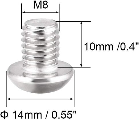 uxcell M8x12mm Machine Screws Hex Socket Round Head Screw 304 Stainless Steel Fasteners Bolts 5pcs in Saudi Arabia