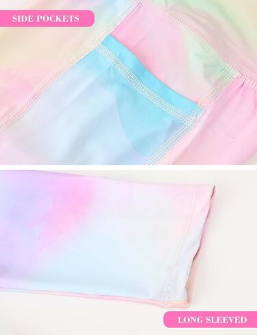 ملابس رقص للفتيات مكونة من قطعتين من بلوفر وقميص طويل بألوان قوس قزح وبنطلون ضيق بدلة رياضية لطيفة in Kuwait