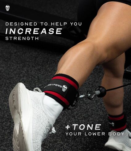 Gymreapers Ankle Straps (Pair) For Cable Machine Kickbacks, Glute Workouts, Lower Body Exercises - Adjustable Leg Straps with Neoprene Padding in Kuwait