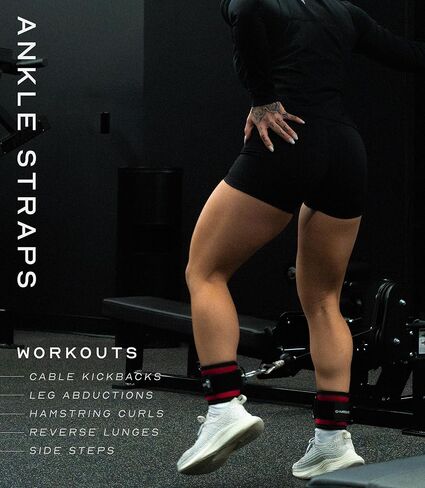 Gymreapers Ankle Straps (Pair) For Cable Machine Kickbacks, Glute Workouts, Lower Body Exercises - Adjustable Leg Straps with Neoprene Padding in Kuwait