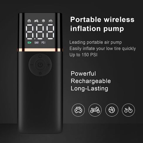 Portable Cordless Electric Air Pump, Inflation Pump, Air Pump for Car Tires, Bicycle Tires, Basketball Soccer, Swim Ring Inflated, Etc. Material PC + Aluminum Alloy, 4000mAh Power Cell in Saudi Arabia