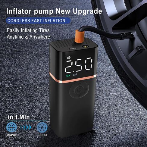 Portable Cordless Electric Air Pump, Inflation Pump, Air Pump for Car Tires, Bicycle Tires, Basketball Soccer, Swim Ring Inflated, Etc. Material PC + Aluminum Alloy, 4000mAh Power Cell in Saudi Arabia