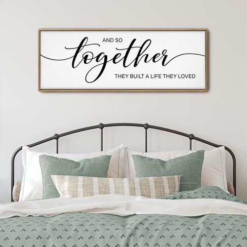 GraceView And So Together They Built A Life They Loved Wall Decor - 42"X15" And So Together They Built A Life They Loved Framed Wall Decor for Bedroom Wall Decor Above Bed Wall Art Canvas (Wood) in Saudi Arabia
