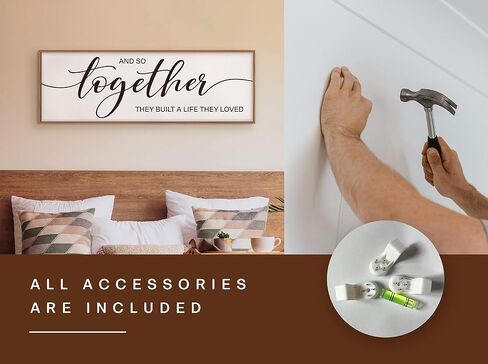 GraceView And So Together They Built A Life They Loved Wall Decor - 42"X15" And So Together They Built A Life They Loved Framed Wall Decor for Bedroom Wall Decor Above Bed Wall Art Canvas (Wood) in Saudi Arabia