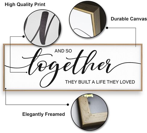GraceView And So Together They Built A Life They Loved Wall Decor - 42"X15" And So Together They Built A Life They Loved Framed Wall Decor for Bedroom Wall Decor Above Bed Wall Art Canvas (Wood) in Saudi Arabia