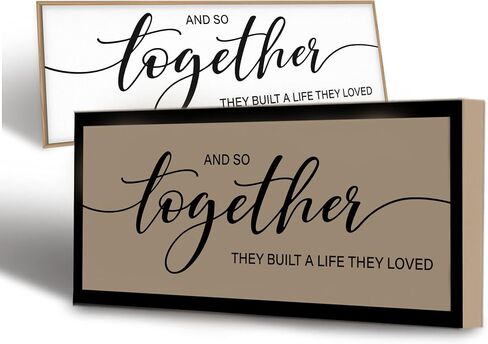 GraceView And So Together They Built A Life They Loved Wall Decor - 42"X15" And So Together They Built A Life They Loved Framed Wall Decor for Bedroom Wall Decor Above Bed Wall Art Canvas (Wood) in Saudi Arabia