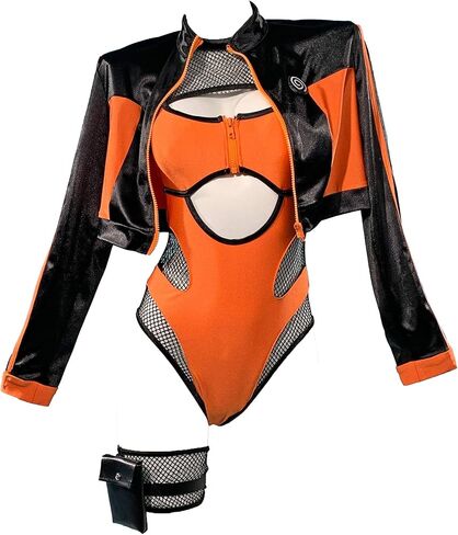 بدلة سباحة نسائية من Haikyuu Ninja Cosplay قطعة واحدة بدلة استحمام ذات فتحة شبكية وسترة قصيرة in Saudi Arabia