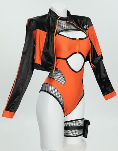 بدلة سباحة نسائية من Haikyuu Ninja Cosplay قطعة واحدة بدلة استحمام ذات فتحة شبكية وسترة قصيرة in Saudi Arabia