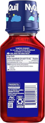 دواء NyQuil لعلاج البرد والسعال للأطفال من فيكس للعطس وسيلان الأنف وتخفيف السعال، خالي من الكحول والأسيتامينوفين، نكهة التوت، للأطفال من سن 6 سنوات فما فوق، 8 أونصة سائلة in Kuwait