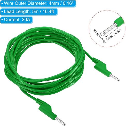 PATIKIL 4mm Banana Plug to Banana Plug Test Leads, 4mm OD 1000V/20A 13AWG Copper Flexible Stackable Cable Line Wire for Multi-Meter, Electrical Test Jumper 5m / 16.4ft, Blue in Saudi Arabia