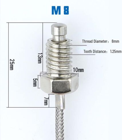 1/2/ K Type Thermocouple M8 Screw Thread Temperature Sensor Wire 0-400(2M) in Kuwait