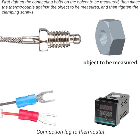 1/2/ K Type Thermocouple M8 Screw Thread Temperature Sensor Wire 0-400(2M) in Kuwait