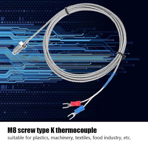 1/2/ K Type Thermocouple M8 Screw Thread Temperature Sensor Wire 0-400(2M) in Kuwait
