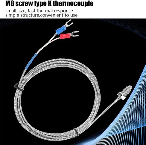 1/2/ K Type Thermocouple M8 Screw Thread Temperature Sensor Wire 0-400(2M) in Kuwait