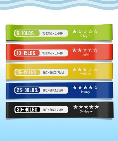 Resistance Bands for Working Out, Exercise Bands with 5 Resistance Levels, Natural Latex Resistance Bands Designed for Home Fitness, Strength Training and Flexibility Exercises in Kuwait