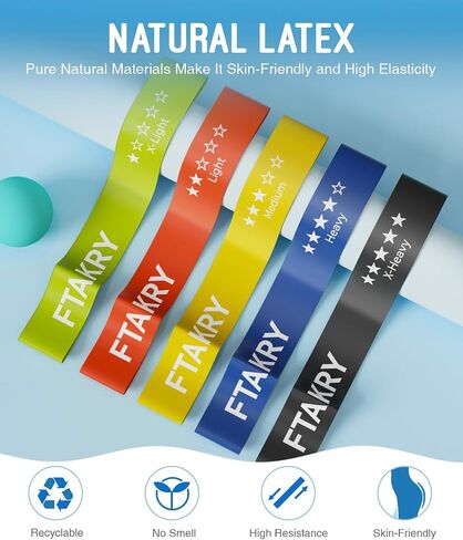 Resistance Bands for Working Out, Exercise Bands with 5 Resistance Levels, Natural Latex Resistance Bands Designed for Home Fitness, Strength Training and Flexibility Exercises in Kuwait