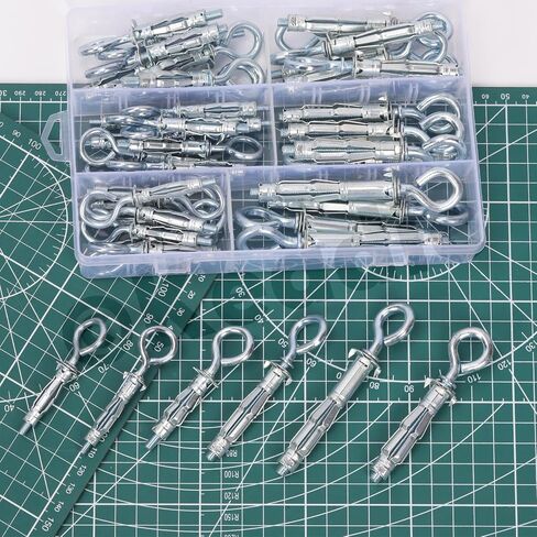 Keadic 46Pcs 6 Sizes Hollow Wall Anchor Screw Assortment Set, M4*32, M4*38, M5*37, M5*52, M6*52,M6*65, Heavy Duty Zinc Plated Steel Molly Bolts for Plasterboard Fixing (Round Ring) in Saudi Arabia