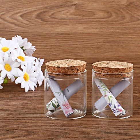 50 ML Mini Glass Bottles Small Glass Bottles with Cork, Small Glass Jars Wish Bottles Tiny Clear Mini Jars for Wedding Decoration Wedding Favors DIY Craft(6 Packs) in Saudi Arabia