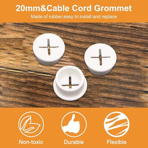 MOROBOR Flexible Silicone Cable Cord Grommet, 10pcs 25mm Black Rubber Grommets for Desk, Table, Wire Hole Cover Cable Management Wire Organizer in Saudi Arabia