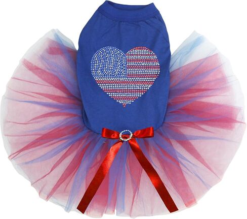 فستان Petitebella rhinestones USA على شكل قلب للجراء (نجوم سوداء/زرقاء، مقاس XX-Large) in Kuwait