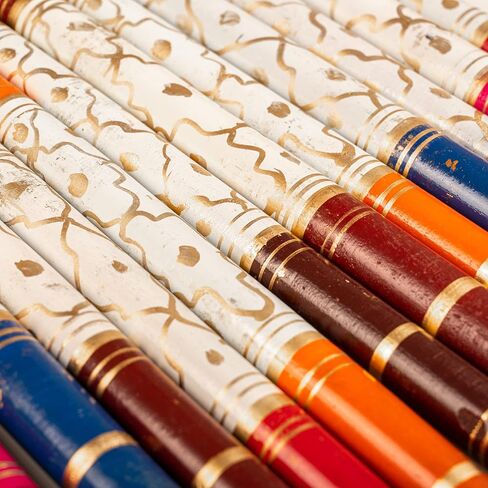 Traditional Dandiya Garba Decorative Sticks set of 2 Pairs for Navratri Celebration Dance Assorted Colors ((White and Golden Design-4 Sticks)) in Saudi Arabia