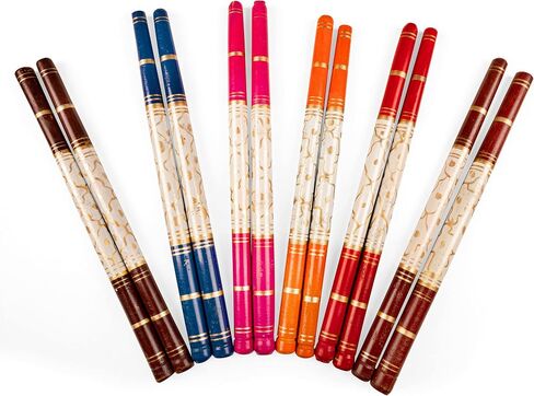 Traditional Dandiya Garba Decorative Sticks set of 2 Pairs for Navratri Celebration Dance Assorted Colors ((White and Golden Design-4 Sticks)) in Saudi Arabia