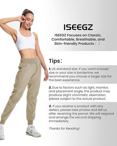 ISEEGZ بنطلون رياضي للمشي لمسافات طويلة للنساء خفيف الوزن وسريع الجفاف للنساء أثناء السفر في الهواء الطلق، خصر قابل للتعديل مع جيوب in Kuwait