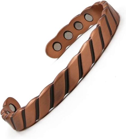 Pure Copper Twisted Magnetic Cuff Bracelet for Men, with 8 Magnets 3500 Gauss in Saudi Arabia