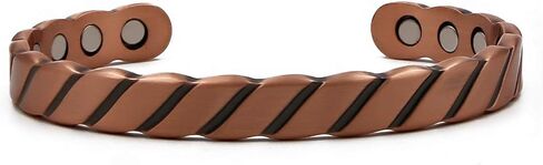 Pure Copper Twisted Magnetic Cuff Bracelet for Men, with 8 Magnets 3500 Gauss in Saudi Arabia