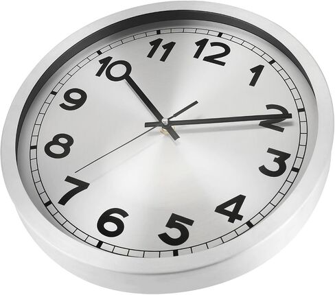 ساعة حائط بلوميت، ساعة حائط تعمل بالبطارية مقاس 12 بوصة مع إطار من الألومنيوم الفضي، ساعات حائط معدنية صامتة غير موقوتة لتزيين المطبخ وغرفة المعيشة وغرفة النوم in Kuwait
