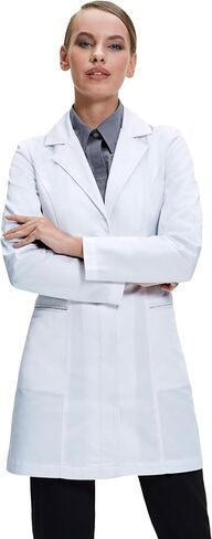 Tailored Fit Lab Coat for Women, Snap Closing, Two Hip Pockets, White in Saudi Arabia