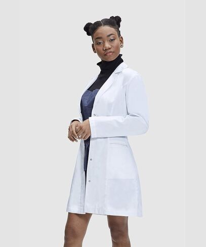 Tailored Fit Lab Coat for Women, Snap Closing, Two Hip Pockets, White in Saudi Arabia