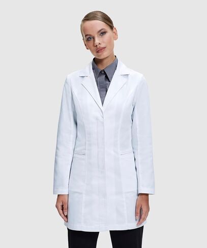 Tailored Fit Lab Coat for Women, Snap Closing, Two Hip Pockets, White in Saudi Arabia