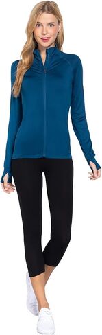 Khanomak Women's Long Sleeve Zip Up Athletic Wear Sweater Work Out Jacket in Kuwait
