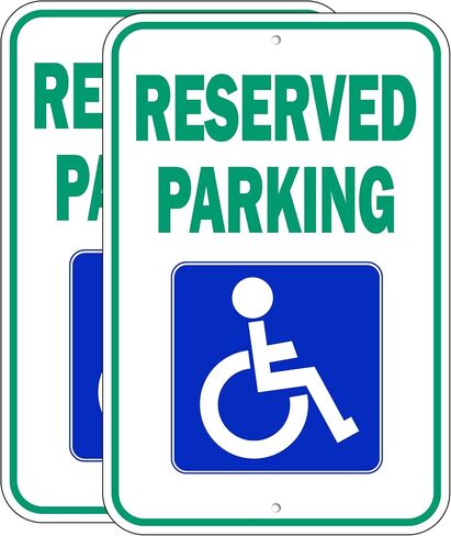 Handicap Parking Sign, (2 Pack) 18 x 12 inch Aluminum Metal Sign, Highly Reflective and Rust Free in Saudi Arabia