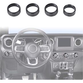 Voodonala Air Conditioner Headlight Center Consoles Switch Knob Cover Trim for 2018-2024+ Jeep Wrangler JL JLU Gladiator JT Interior Accessories, Red Aluminum Alloy 4pcs