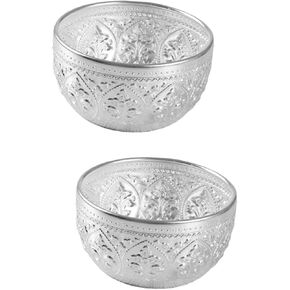 ARTIBETTER 2pcs Thai bowl sterling bowls serving thai water bowl appetizer plates small soup serving bowl offering bowl smudging bowl oil container beauty tool cosmetic silver bowl tin