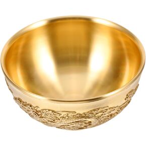 Holibanna Lucky Double Dragon Bowl Feng Shui Sculpture Decoration Chinese Feng Shui Ingot Smudge Bowl Mony Bowl Gold Treasure Basin for Office Tabletop