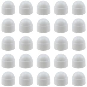M8 Plastic Bolt Nut Protective Cap M8×13mm Hexagon Screw Protective Cover Exposed Hexagonal Dome Protective Cap（25PCS White）