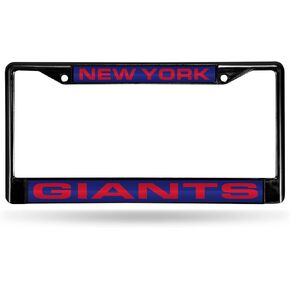 Rico Industries NFL New York Giants Black Black Laser Cut Chrome Frame 12" x 6" 12" x 6" Black Laser Cut Chrome Frame - Car/Truck/SUV Automobile Accessory