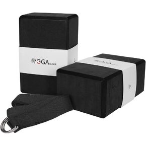 JBM Yoga Blocks 2 Pack with Strap, Cork Yoga Block 2 Pack EVA Foam Yoga Block Set of 2 Yoga Block with Strap, Yoga Bricks with Strap, Yoga Block Yoga Brick Yoga Cube Stretch Blocks Stretching Blocks