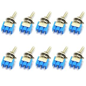 E-outstanding 10PCS MTS102 3 Pins 2 Positions Mini Toggle Switch 6A/125V 3A/250V for Arduino