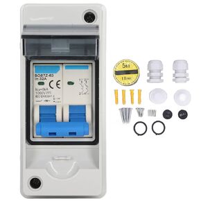 1000V 32A DC Miniature Circuit Breaker, 6KA IP65 Waterproof Isolator for Solar PV System, Disconnect Switch with Transparent Cover for Solar Off Grid System, Solar Power Generation System, RV