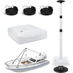 Boat Cover Support Pole, Adjustable Telescopic Boat Cover Support Pole System for Pontoon, Jon Boat, V Hull Boat with Webbing Straps and Weight Bag