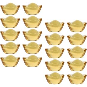 EXCEART 50pcs Feng Shui Ingot Crystal Ingot Ornament Fortune Yuan Bao Wealth Luck Yuan Bao Decoration for Housewarming Business Open